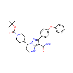 CC(C)(C)OC(=O)N1CCC([C@H]2CCNc3c(C(N)=O)c(-c4ccc(Oc5ccccc5)cc4)nn32)CC1 ZINC001772583096