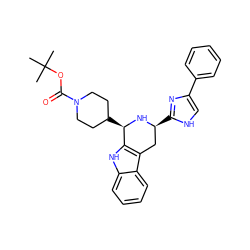 CC(C)(C)OC(=O)N1CCC([C@H]2N[C@@H](c3nc(-c4ccccc4)c[nH]3)Cc3c2[nH]c2ccccc32)CC1 ZINC000084671843