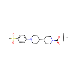 CC(C)(C)OC(=O)N1CCC(C2CCN(c3ccc(S(C)(=O)=O)cc3)CC2)CC1 ZINC000071341898