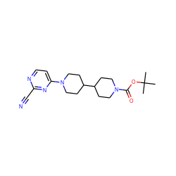 CC(C)(C)OC(=O)N1CCC(C2CCN(c3ccnc(C#N)n3)CC2)CC1 ZINC000071341885