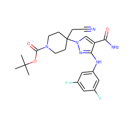 CC(C)(C)OC(=O)N1CCC(CC#N)(n2cc(C(N)=O)c(Nc3cc(F)cc(F)c3)n2)CC1 ZINC000222095154