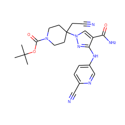 CC(C)(C)OC(=O)N1CCC(CC#N)(n2cc(C(N)=O)c(Nc3ccc(C#N)nc3)n2)CC1 ZINC000204951277