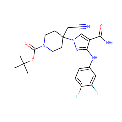 CC(C)(C)OC(=O)N1CCC(CC#N)(n2cc(C(N)=O)c(Nc3ccc(F)c(F)c3)n2)CC1 ZINC000222080218