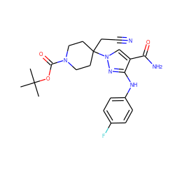 CC(C)(C)OC(=O)N1CCC(CC#N)(n2cc(C(N)=O)c(Nc3ccc(F)cc3)n2)CC1 ZINC000204988216