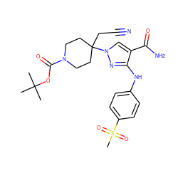 CC(C)(C)OC(=O)N1CCC(CC#N)(n2cc(C(N)=O)c(Nc3ccc(S(C)(=O)=O)cc3)n2)CC1 ZINC000204942024