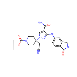 CC(C)(C)OC(=O)N1CCC(CC#N)(n2cc(C(N)=O)c(Nc3ccc4c(c3)CNC4=O)n2)CC1 ZINC000222094837