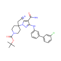 CC(C)(C)OC(=O)N1CCC(CC#N)(n2cc(C(N)=O)c(Nc3cccc(-c4cccc(Cl)c4)c3)n2)CC1 ZINC000222071826