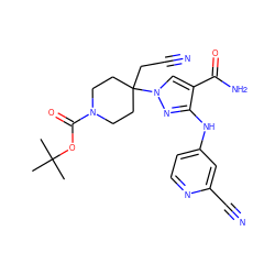 CC(C)(C)OC(=O)N1CCC(CC#N)(n2cc(C(N)=O)c(Nc3ccnc(C#N)c3)n2)CC1 ZINC000222080923