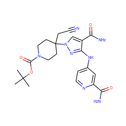 CC(C)(C)OC(=O)N1CCC(CC#N)(n2cc(C(N)=O)c(Nc3ccnc(C(N)=O)c3)n2)CC1 ZINC000222080459