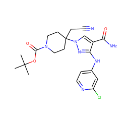 CC(C)(C)OC(=O)N1CCC(CC#N)(n2cc(C(N)=O)c(Nc3ccnc(Cl)c3)n2)CC1 ZINC000222080293