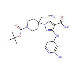 CC(C)(C)OC(=O)N1CCC(CC#N)(n2cc(C(N)=O)c(Nc3ccnc(N)c3)n2)CC1 ZINC000222084220