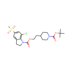 CC(C)(C)OC(=O)N1CCC(CCOC(=O)N2CCc3cc(S(C)(=O)=O)cc(Cl)c32)CC1 ZINC000103271296