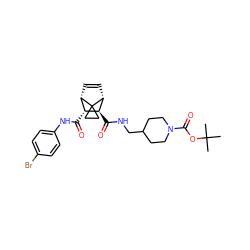 CC(C)(C)OC(=O)N1CCC(CNC(=O)[C@H]2[C@H](C(=O)Nc3ccc(Br)cc3)[C@@H]3C=C[C@H]2C32CC2)CC1 ZINC000222858502