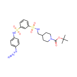 CC(C)(C)OC(=O)N1CCC(CNS(=O)(=O)c2cccc(S(=O)(=O)Nc3ccc(N=[N+]=[N-])cc3)c2)CC1 ZINC000169703434