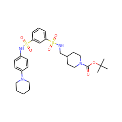 CC(C)(C)OC(=O)N1CCC(CNS(=O)(=O)c2cccc(S(=O)(=O)Nc3ccc(N4CCCCC4)cc3)c2)CC1 ZINC000169703429