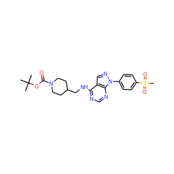 CC(C)(C)OC(=O)N1CCC(CNc2ncnc3c2cnn3-c2ccc(S(C)(=O)=O)cc2)CC1 ZINC000071318313