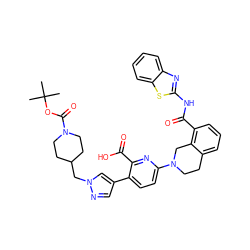 CC(C)(C)OC(=O)N1CCC(Cn2cc(-c3ccc(N4CCc5cccc(C(=O)Nc6nc7ccccc7s6)c5C4)nc3C(=O)O)cn2)CC1 ZINC000205402275