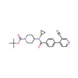 CC(C)(C)OC(=O)N1CCC(N(C(=O)c2ccc(-c3ccncc3C#N)cc2)C2CC2)CC1 ZINC000223658819