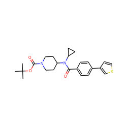 CC(C)(C)OC(=O)N1CCC(N(C(=O)c2ccc(-c3ccsc3)cc2)C2CC2)CC1 ZINC000223642779