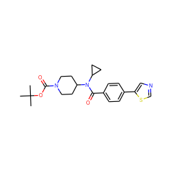 CC(C)(C)OC(=O)N1CCC(N(C(=O)c2ccc(-c3cncs3)cc2)C2CC2)CC1 ZINC000207702089