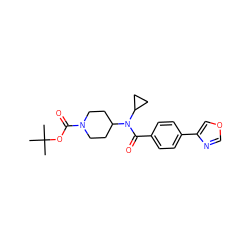 CC(C)(C)OC(=O)N1CCC(N(C(=O)c2ccc(-c3cocn3)cc2)C2CC2)CC1 ZINC000223643919