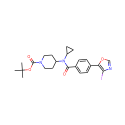 CC(C)(C)OC(=O)N1CCC(N(C(=O)c2ccc(-c3ocnc3I)cc2)C2CC2)CC1 ZINC000207697285