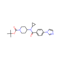 CC(C)(C)OC(=O)N1CCC(N(C(=O)c2ccc(-n3ccnc3)cc2)C2CC2)CC1 ZINC000223651319