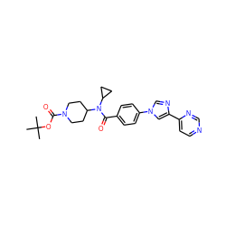 CC(C)(C)OC(=O)N1CCC(N(C(=O)c2ccc(-n3cnc(-c4ccncn4)c3)cc2)C2CC2)CC1 ZINC001772635373