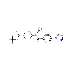 CC(C)(C)OC(=O)N1CCC(N(C(=O)c2ccc(-n3cncn3)cc2)C2CC2)CC1 ZINC000224080311