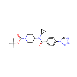 CC(C)(C)OC(=O)N1CCC(N(C(=O)c2ccc(N3C=NNN3)cc2)C2CC2)CC1 ZINC000223643834