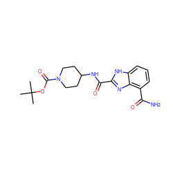 CC(C)(C)OC(=O)N1CCC(NC(=O)c2nc3c(C(N)=O)cccc3[nH]2)CC1 ZINC001772570756