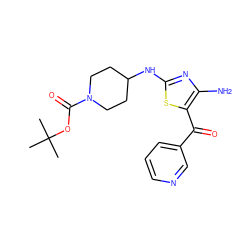 CC(C)(C)OC(=O)N1CCC(Nc2nc(N)c(C(=O)c3cccnc3)s2)CC1 ZINC000096905495