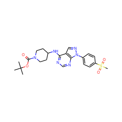 CC(C)(C)OC(=O)N1CCC(Nc2ncnc3c2cnn3-c2ccc(S(C)(=O)=O)cc2)CC1 ZINC000036411206