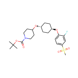 CC(C)(C)OC(=O)N1CCC(O[C@H]2CC[C@H](Oc3ccc(S(C)(=O)=O)cc3F)CC2)CC1 ZINC000473086065