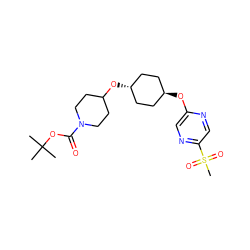 CC(C)(C)OC(=O)N1CCC(O[C@H]2CC[C@H](Oc3cnc(S(C)(=O)=O)cn3)CC2)CC1 ZINC000473104057