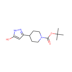 CC(C)(C)OC(=O)N1CCC(c2cc(O)[nH]n2)CC1 ZINC000004004668