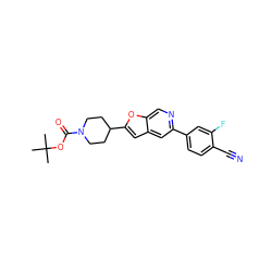 CC(C)(C)OC(=O)N1CCC(c2cc3cc(-c4ccc(C#N)c(F)c4)ncc3o2)CC1 ZINC000204937541