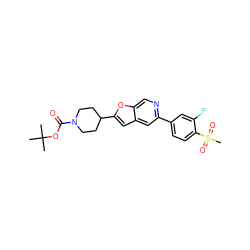 CC(C)(C)OC(=O)N1CCC(c2cc3cc(-c4ccc(S(C)(=O)=O)c(F)c4)ncc3o2)CC1 ZINC000204937463