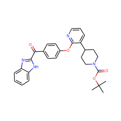 CC(C)(C)OC(=O)N1CCC(c2cccnc2Oc2ccc(C(=O)c3nc4ccccc4[nH]3)cc2)CC1 ZINC000139694365