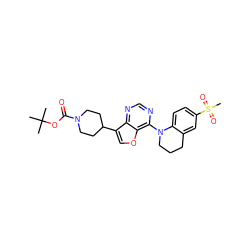 CC(C)(C)OC(=O)N1CCC(c2coc3c(N4CCCc5cc(S(C)(=O)=O)ccc54)ncnc23)CC1 ZINC001772625280