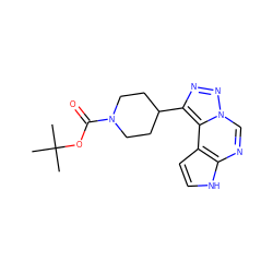 CC(C)(C)OC(=O)N1CCC(c2nnn3cnc4[nH]ccc4c23)CC1 ZINC001772634149