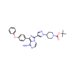 CC(C)(C)OC(=O)N1CCC(n2cc(-c3nc(-c4ccc(Oc5ccccc5)cc4)c4c(N)nccn34)cn2)CC1 ZINC000096168198