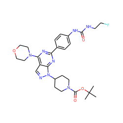 CC(C)(C)OC(=O)N1CCC(n2ncc3c(N4CCOCC4)nc(-c4ccc(NC(=O)NCCF)cc4)nc32)CC1 ZINC000049802797