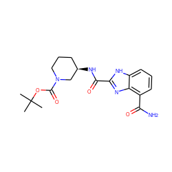 CC(C)(C)OC(=O)N1CCC[C@@H](NC(=O)c2nc3c(C(N)=O)cccc3[nH]2)C1 ZINC001772615749