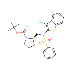 CC(C)(C)OC(=O)N1CCC[C@@H]1CN(c1sc2ccccc2c1Cl)S(=O)(=O)c1ccccc1 ZINC000115235599