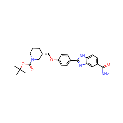 CC(C)(C)OC(=O)N1CCC[C@H](COc2ccc(-c3nc4cc(C(N)=O)ccc4[nH]3)cc2)C1 ZINC000035879891