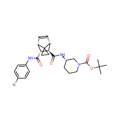 CC(C)(C)OC(=O)N1CCC[C@H](NC(=O)[C@H]2[C@H](C(=O)Nc3ccc(Br)cc3)[C@@H]3C=C[C@H]2C32CC2)C1 ZINC000168402212