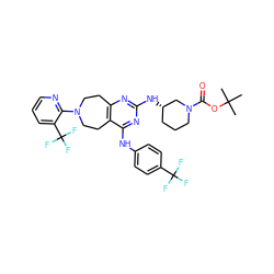 CC(C)(C)OC(=O)N1CCC[C@H](Nc2nc3c(c(Nc4ccc(C(F)(F)F)cc4)n2)CCN(c2ncccc2C(F)(F)F)CC3)C1 ZINC000072115241