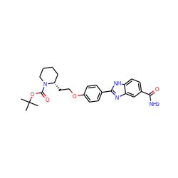 CC(C)(C)OC(=O)N1CCCC[C@@H]1CCOc1ccc(-c2nc3cc(C(N)=O)ccc3[nH]2)cc1 ZINC000034662527