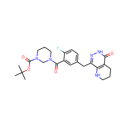 CC(C)(C)OC(=O)N1CCCN(C(=O)c2cc(Cc3n[nH]c(=O)c4c3NCCC4)ccc2F)C1 ZINC000147504007